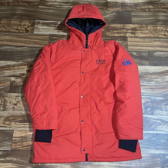 Official Licensed Super Bowl LII Security Puffer Down Jacket Red Mens Size XL - Picture 1 of 13